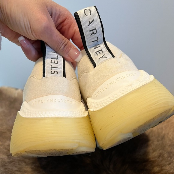 STELLA MCOURTNEY White Leather and Suede Eclypse Sneakers/Trainers - Picture 6 of 9